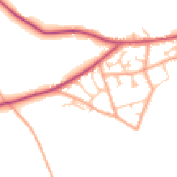 Daytime road noise heatmap for HR2 9SP