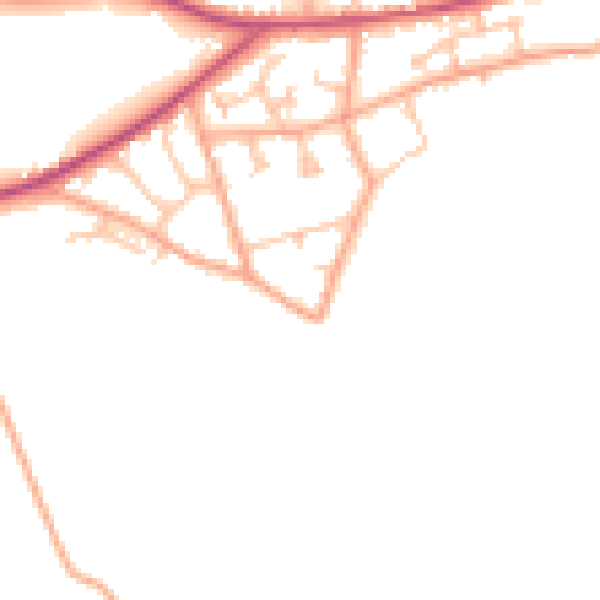 Daytime road noise heatmap for HR2 9SR