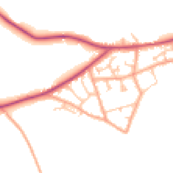 Daytime road noise heatmap for HR2 9SU