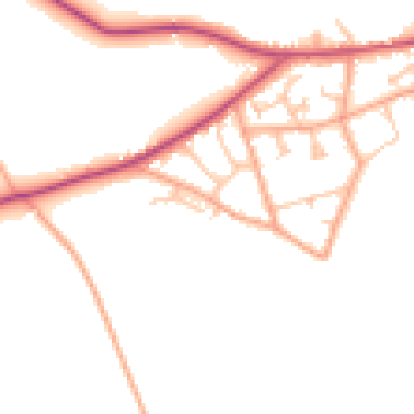 Daytime road noise heatmap for HR2 9SW