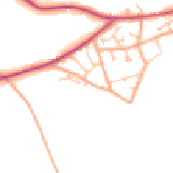 Daytime road noise heatmap for HR2 9SX