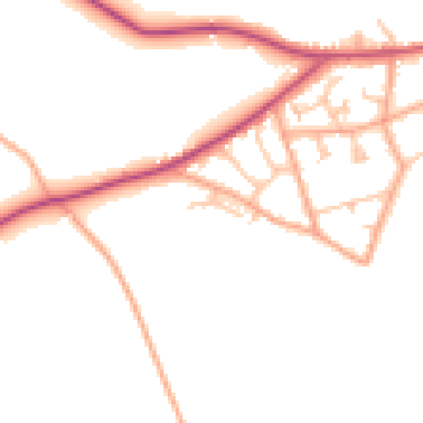 Daytime road noise heatmap for HR2 9SZ