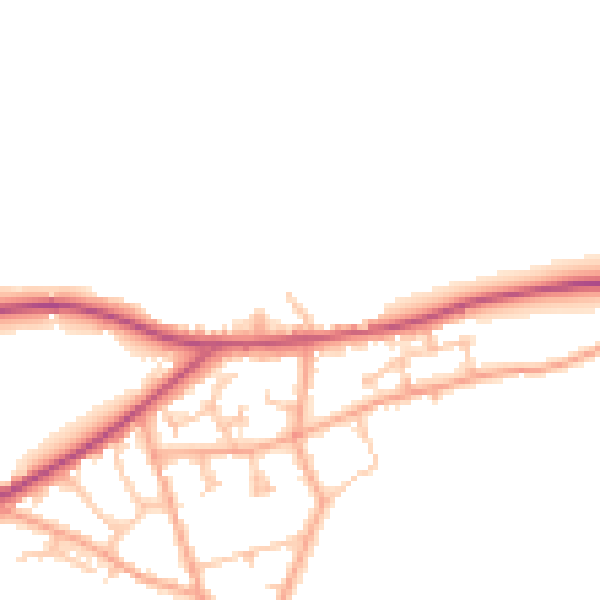 Daytime road noise heatmap for HR2 9TA