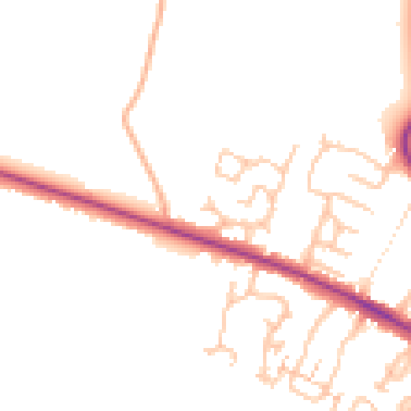 Daytime road noise heatmap for HR4 0TE