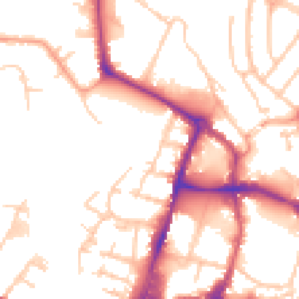 Daytime road noise heatmap for HR4 9LD