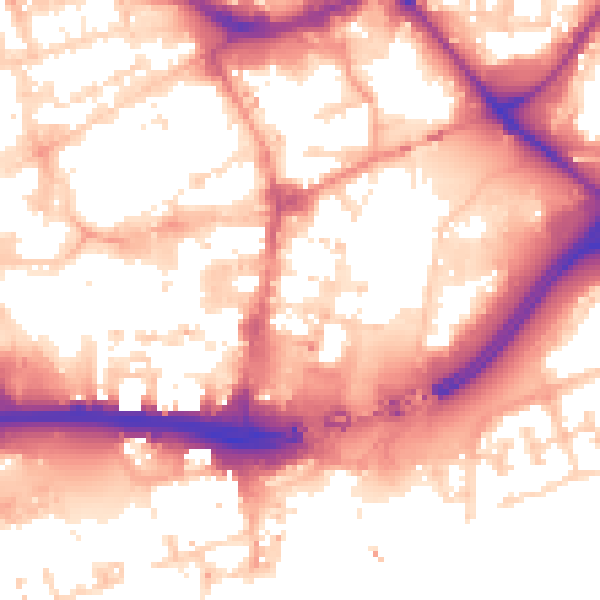 Daytime road noise heatmap for HU1 1LF