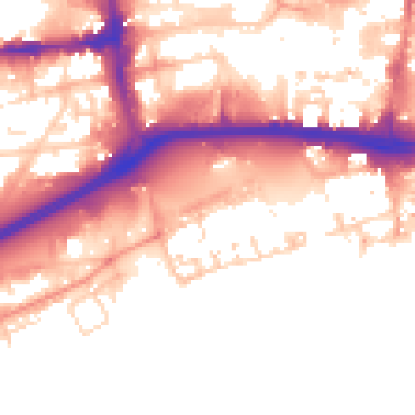 Daytime road noise heatmap for HU1 2ES