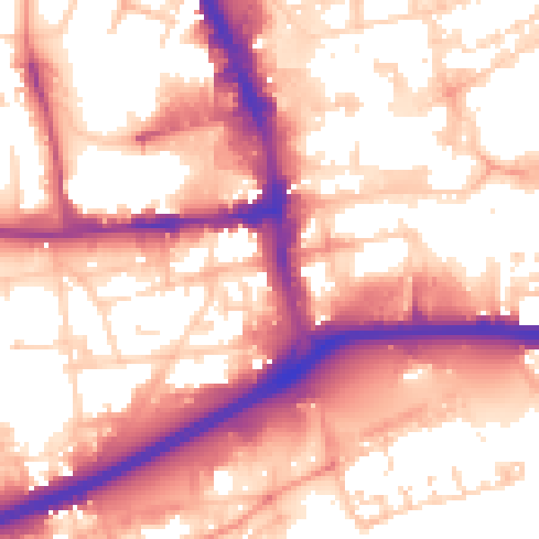 Daytime road noise heatmap for HU1 2NE