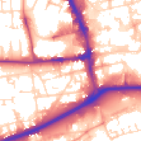 Daytime road noise heatmap for HU1 2RD