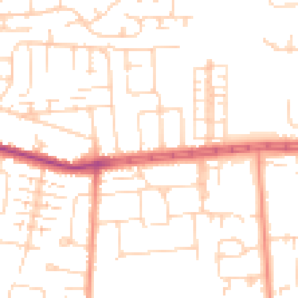 Daytime road noise heatmap for HU4 6AT