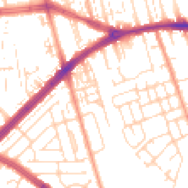 Daytime road noise heatmap for HU4 6BE