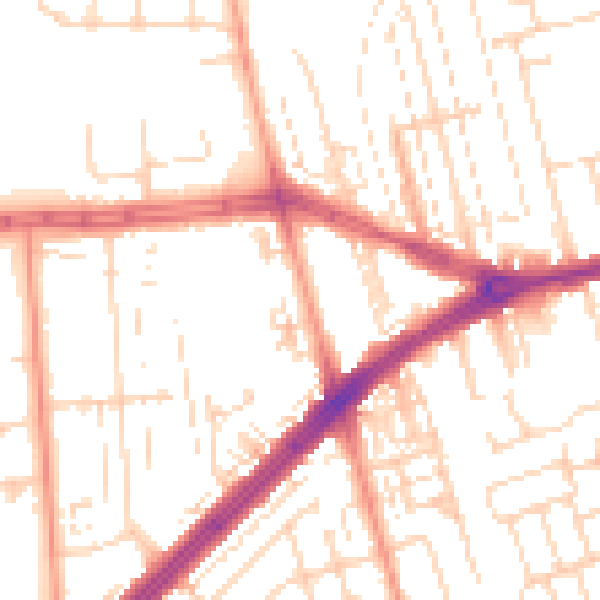 Daytime road noise heatmap for HU4 6BZ