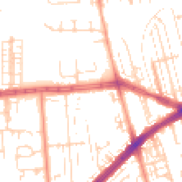 Daytime road noise heatmap for HU4 6DJ