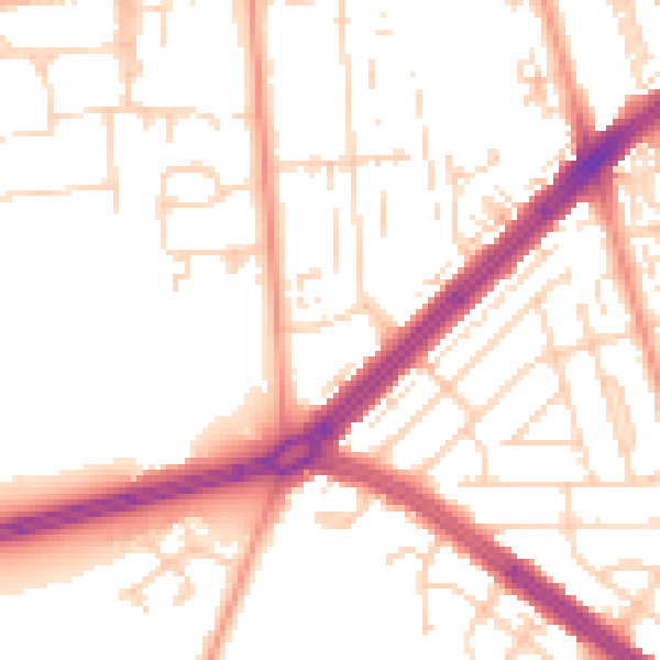 Daytime road noise heatmap for HU4 6DZ