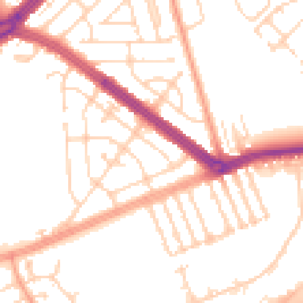 Daytime road noise heatmap for HU4 6NE