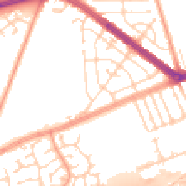 Daytime road noise heatmap for HU4 6RE
