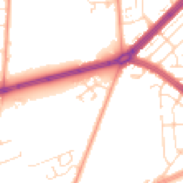 Daytime road noise heatmap for HU4 7AQ