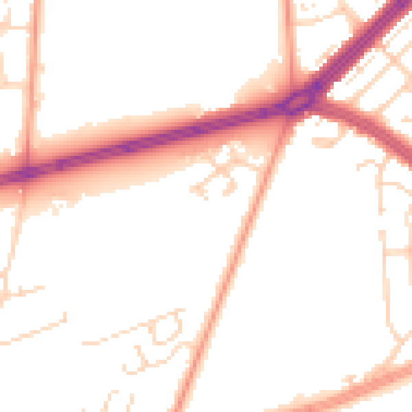Daytime road noise heatmap for HU4 7AZ