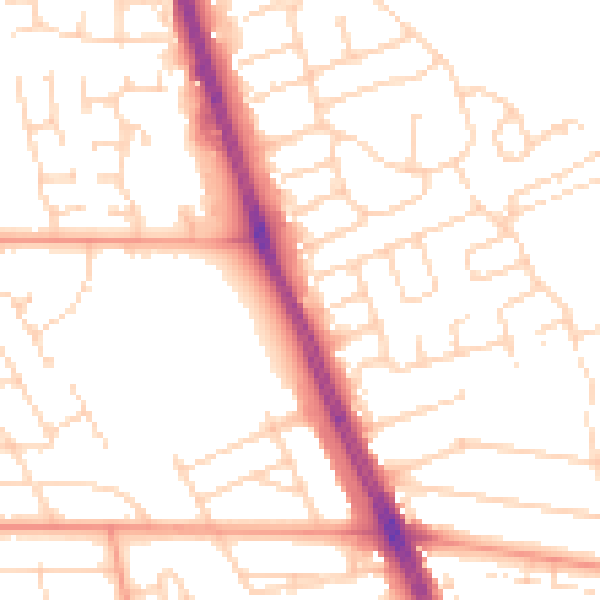 Daytime road noise heatmap for HU6 7AA