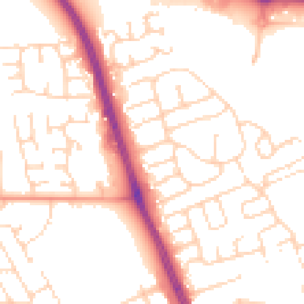 Daytime road noise heatmap for HU6 7AG