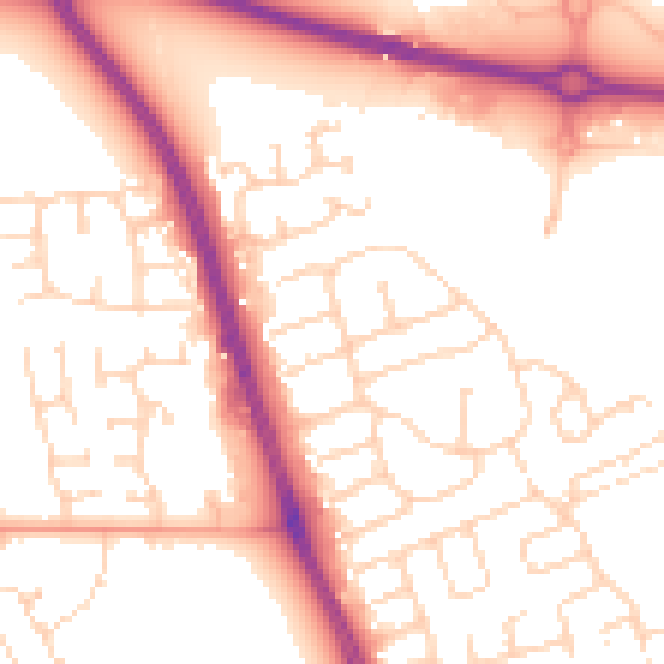 Daytime road noise heatmap for HU6 7AH