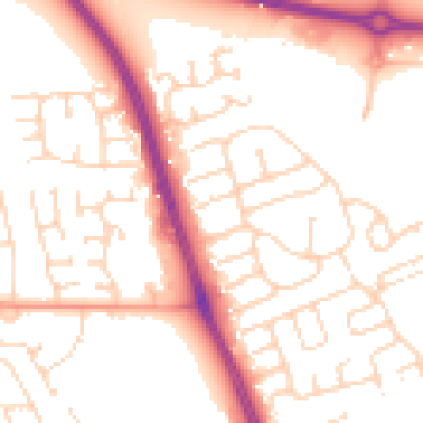 Daytime road noise heatmap for HU6 7AJ