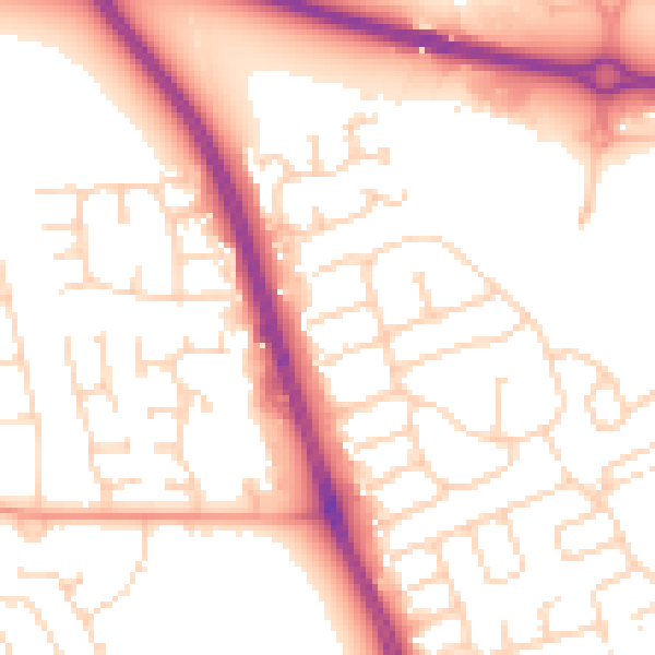 Daytime road noise heatmap for HU6 7AL