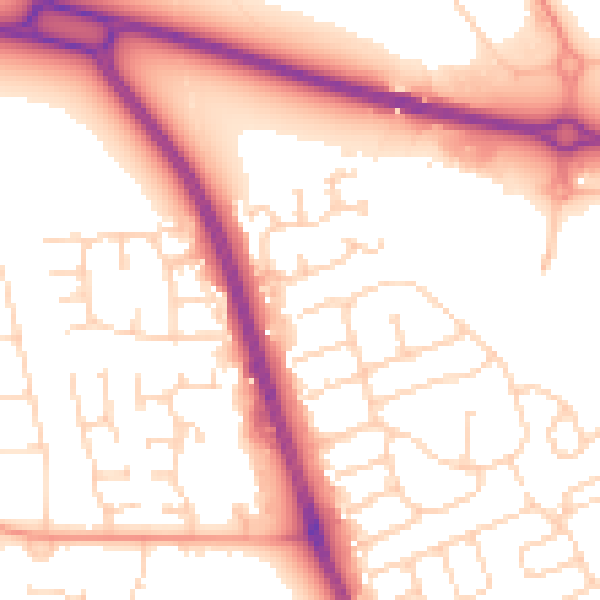 Daytime road noise heatmap for HU6 7AN