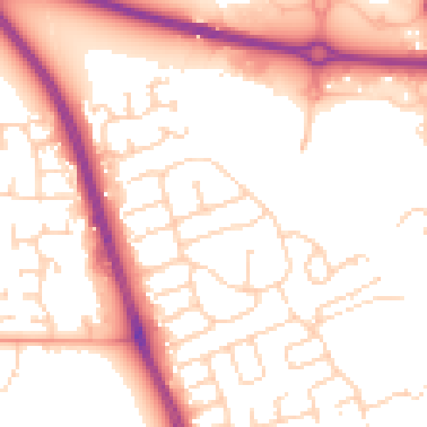 Daytime road noise heatmap for HU6 7AP