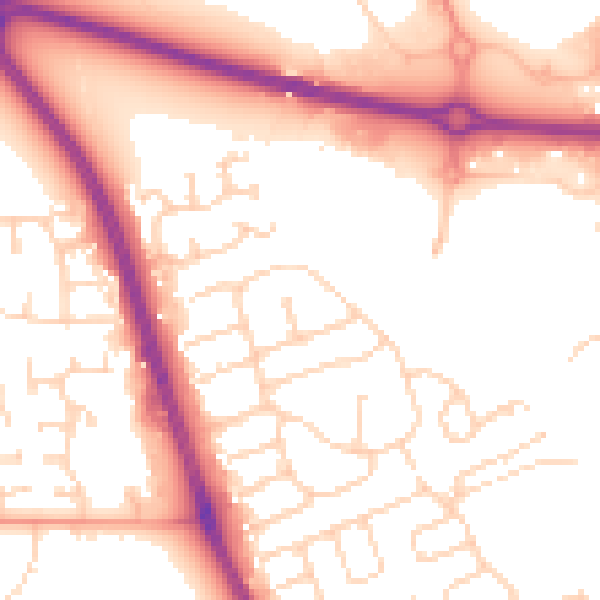 Daytime road noise heatmap for HU6 7AR