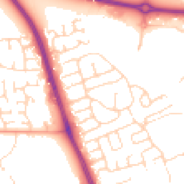 Daytime road noise heatmap for HU6 7AS