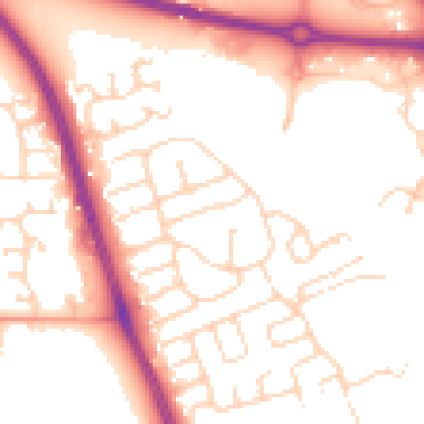 Daytime road noise heatmap for HU6 7AT