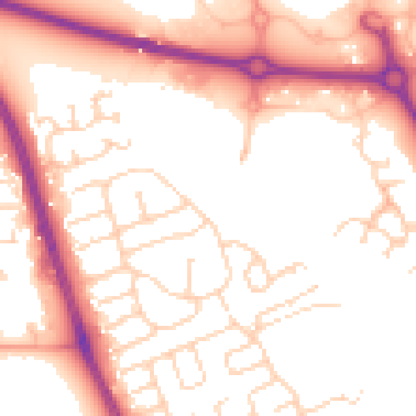 Daytime road noise heatmap for HU6 7AU
