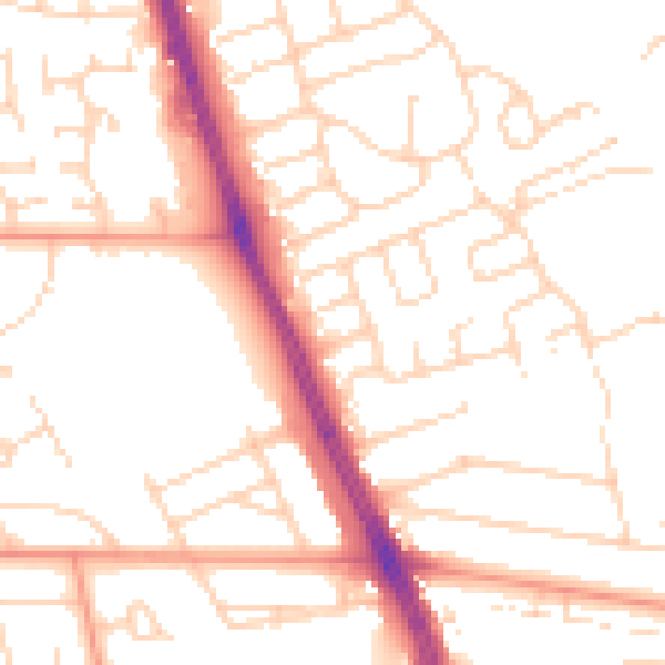 Daytime road noise heatmap for HU6 7AX