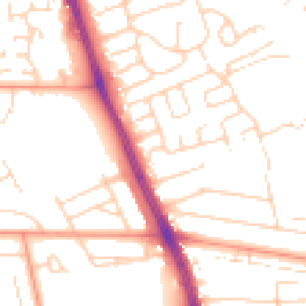 Daytime road noise heatmap for HU6 7AY