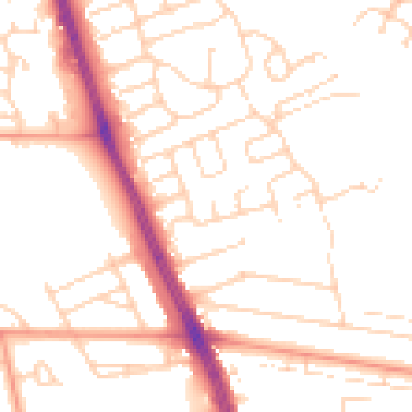 Daytime road noise heatmap for HU6 7AZ