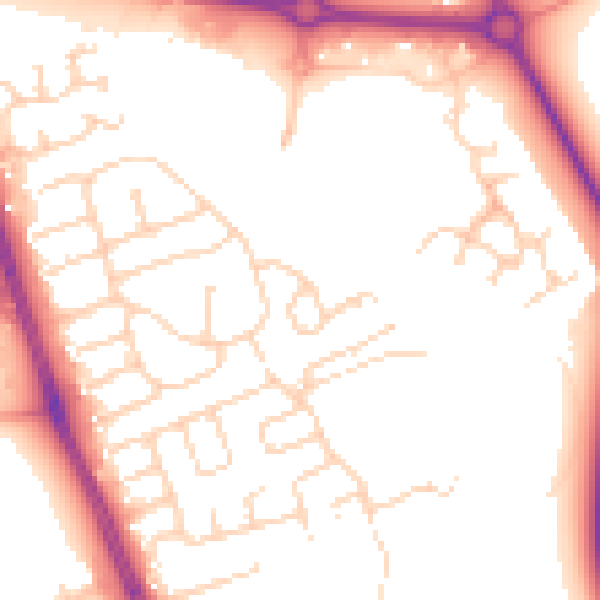 Daytime road noise heatmap for HU6 7BA