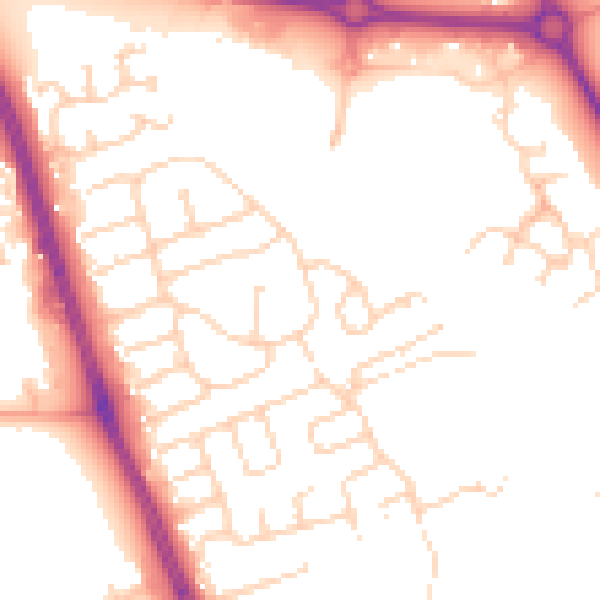 Daytime road noise heatmap for HU6 7BB