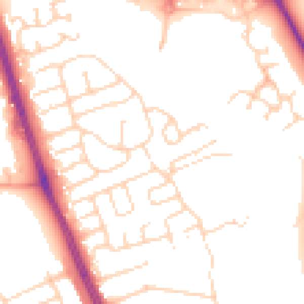 Daytime road noise heatmap for HU6 7BD