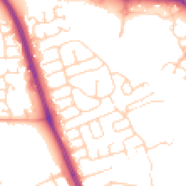 Daytime road noise heatmap for HU6 7BE