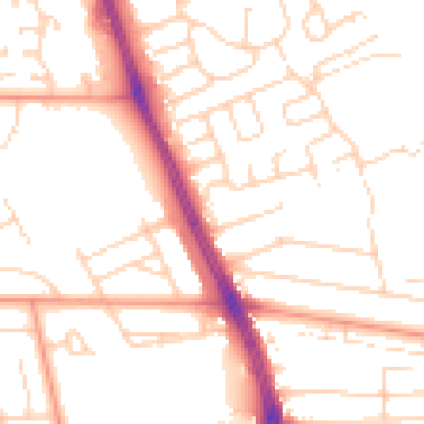 Daytime road noise heatmap for HU6 7BF