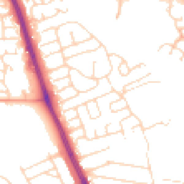 Daytime road noise heatmap for HU6 7BL