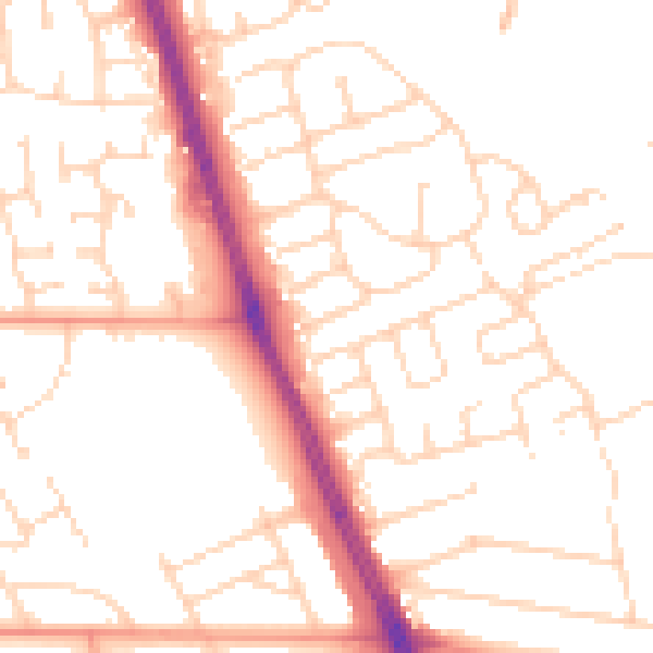 Daytime road noise heatmap for HU6 7BN