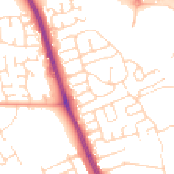 Daytime road noise heatmap for HU6 7BP