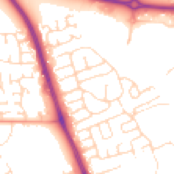 Daytime road noise heatmap for HU6 7BQ