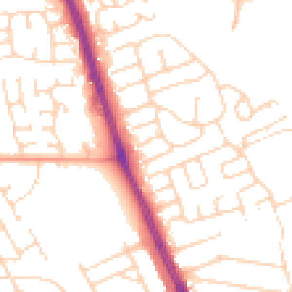 Daytime road noise heatmap for HU6 7BS