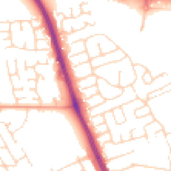 Daytime road noise heatmap for HU6 7BT