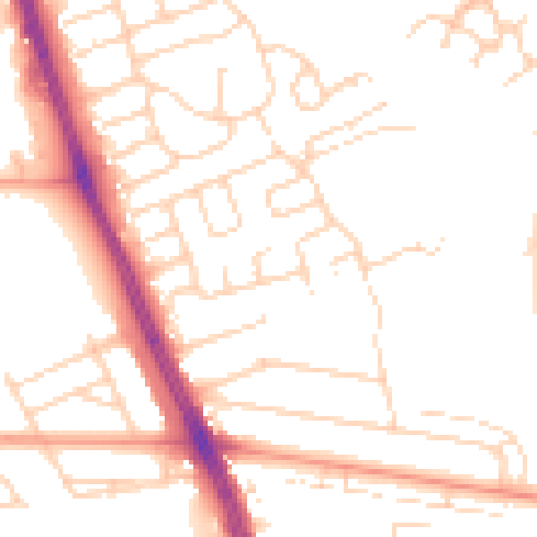Daytime road noise heatmap for HU6 7BU