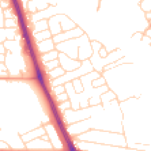 Daytime road noise heatmap for HU6 7BW