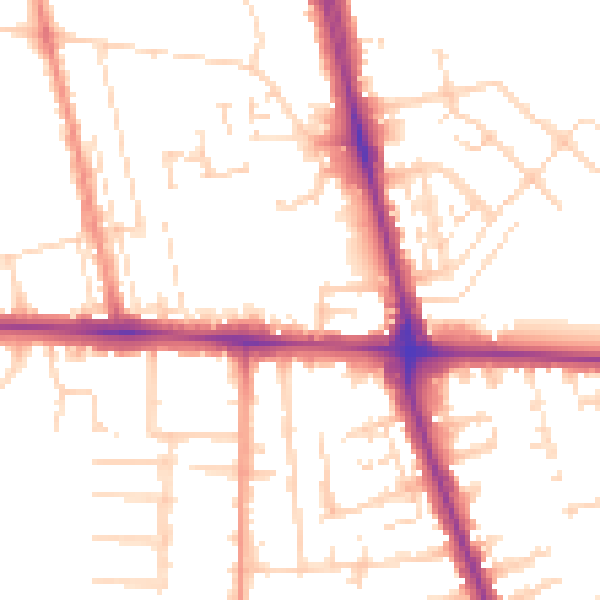 Daytime road noise heatmap for HU6 7RN